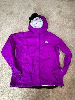 The North Face Womens Venture Rain Jacket Size Large L Purple Waterproof Windbre